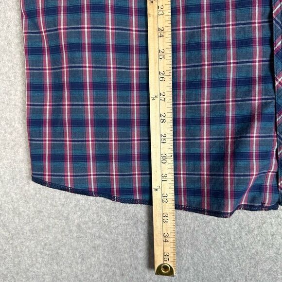 Wrangler Western Mens 2XT Pearl Snap Front Shirt Blue Red Plaid Short Sleeve - Picture 3 of 7